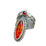 Amber Garnet Goddess Ring Size 8.5