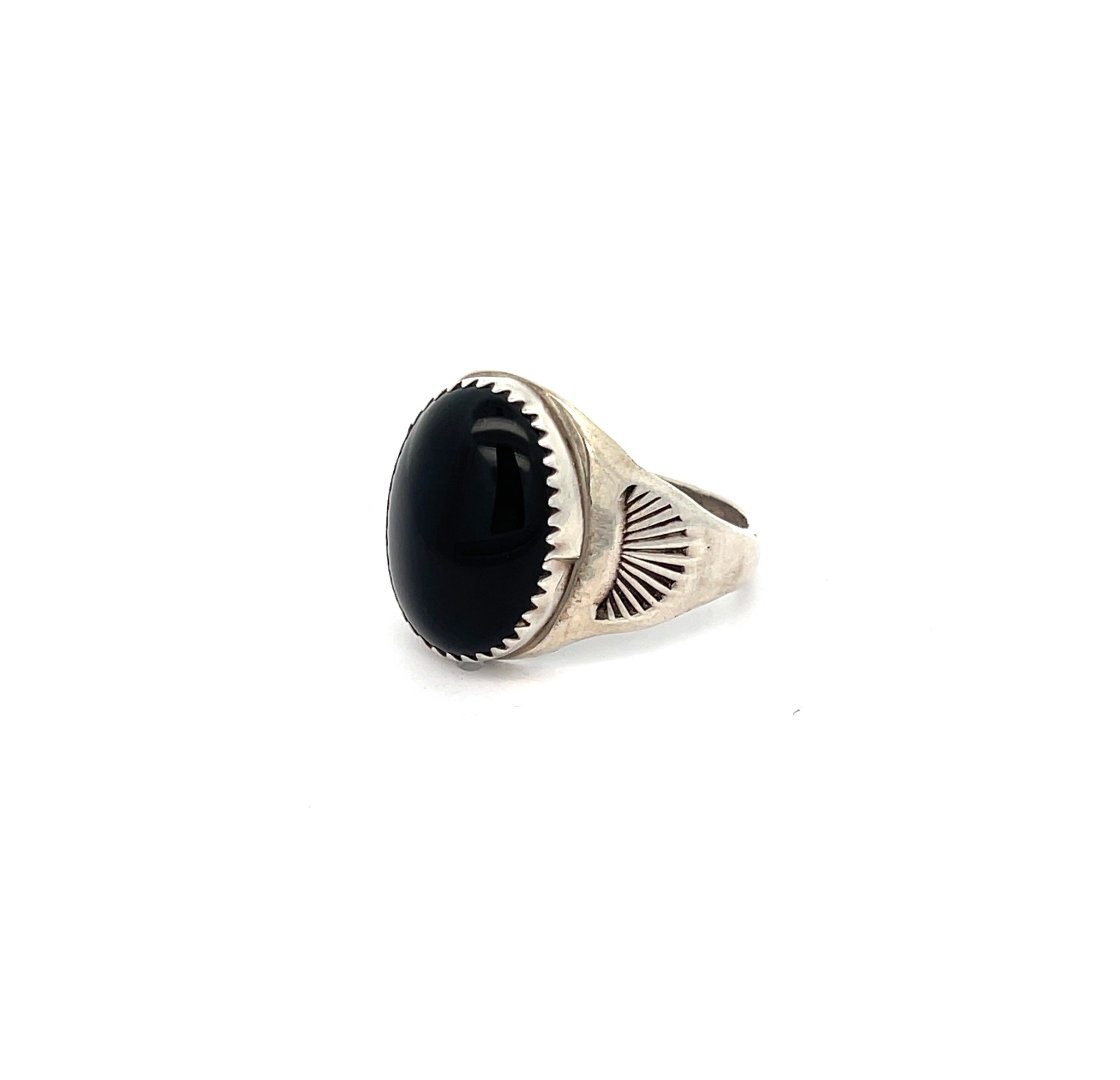 Black Onyx Shield Ring Size 12.5