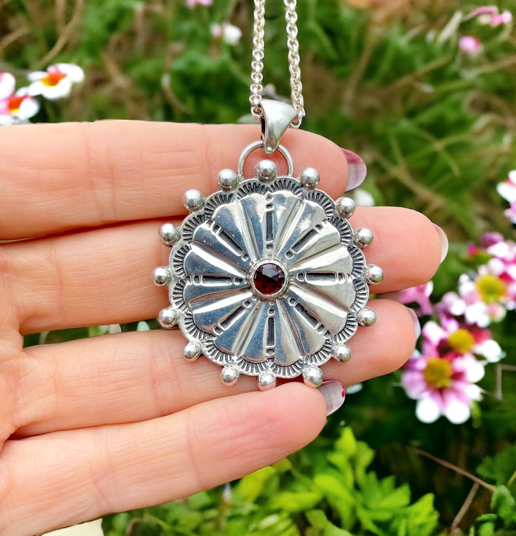 Garnet Concho Necklace