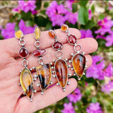 RESERVED! Amber Garnet Tourmaline Mismatch Earrings II