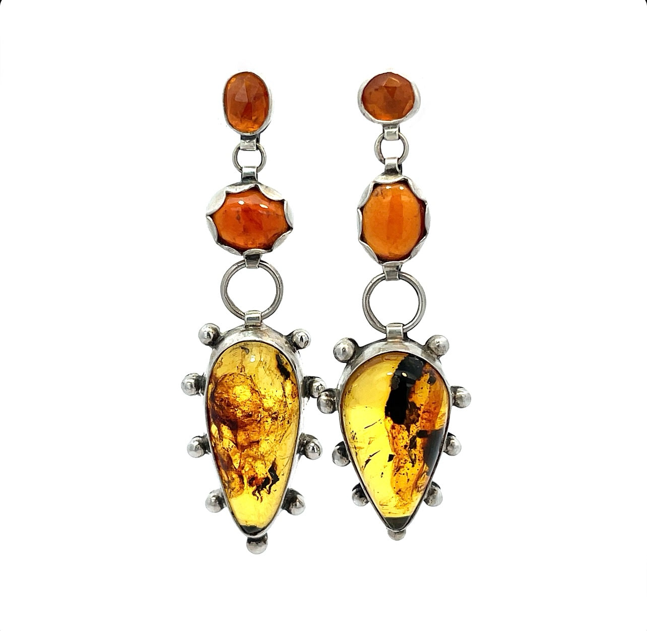 RESERVED! Amber Garnet Tourmaline Mismatch Earrings II