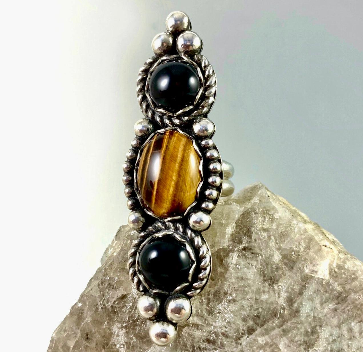 Tigers-Eye Onyx Statement Ring