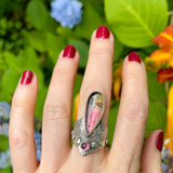 Tourmaline + Garnet Goddess Ring Size 9-9.25