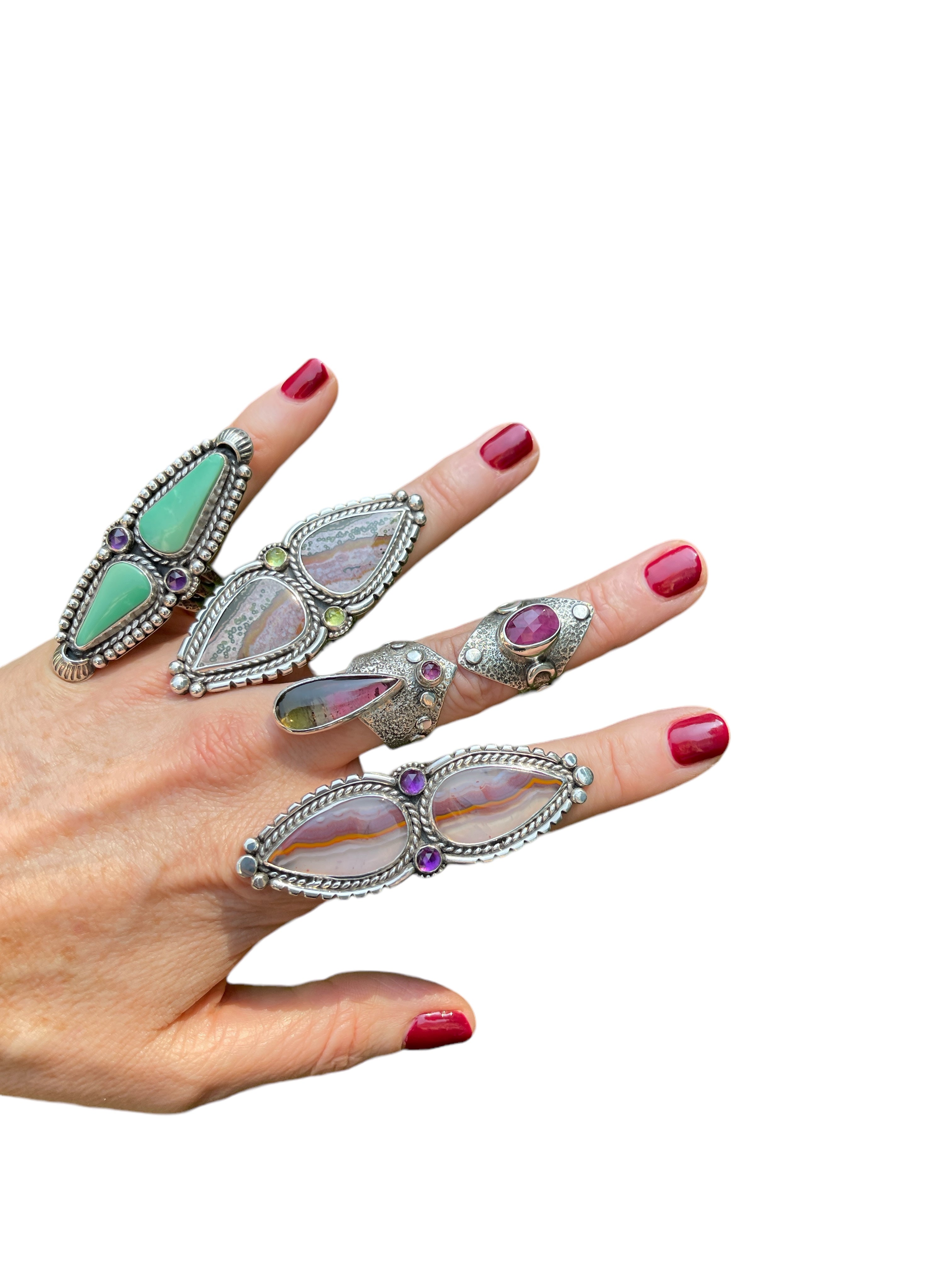 Tourmaline + Garnet Goddess Ring Size 9-9.25