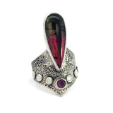 Tourmaline + Garnet Goddess Ring Size 9-9.25