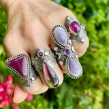 Tourmaline + Garnet Goddess Ring Size 9-9.25