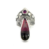 Tourmaline + Garnet Goddess Ring Size 9-9.25