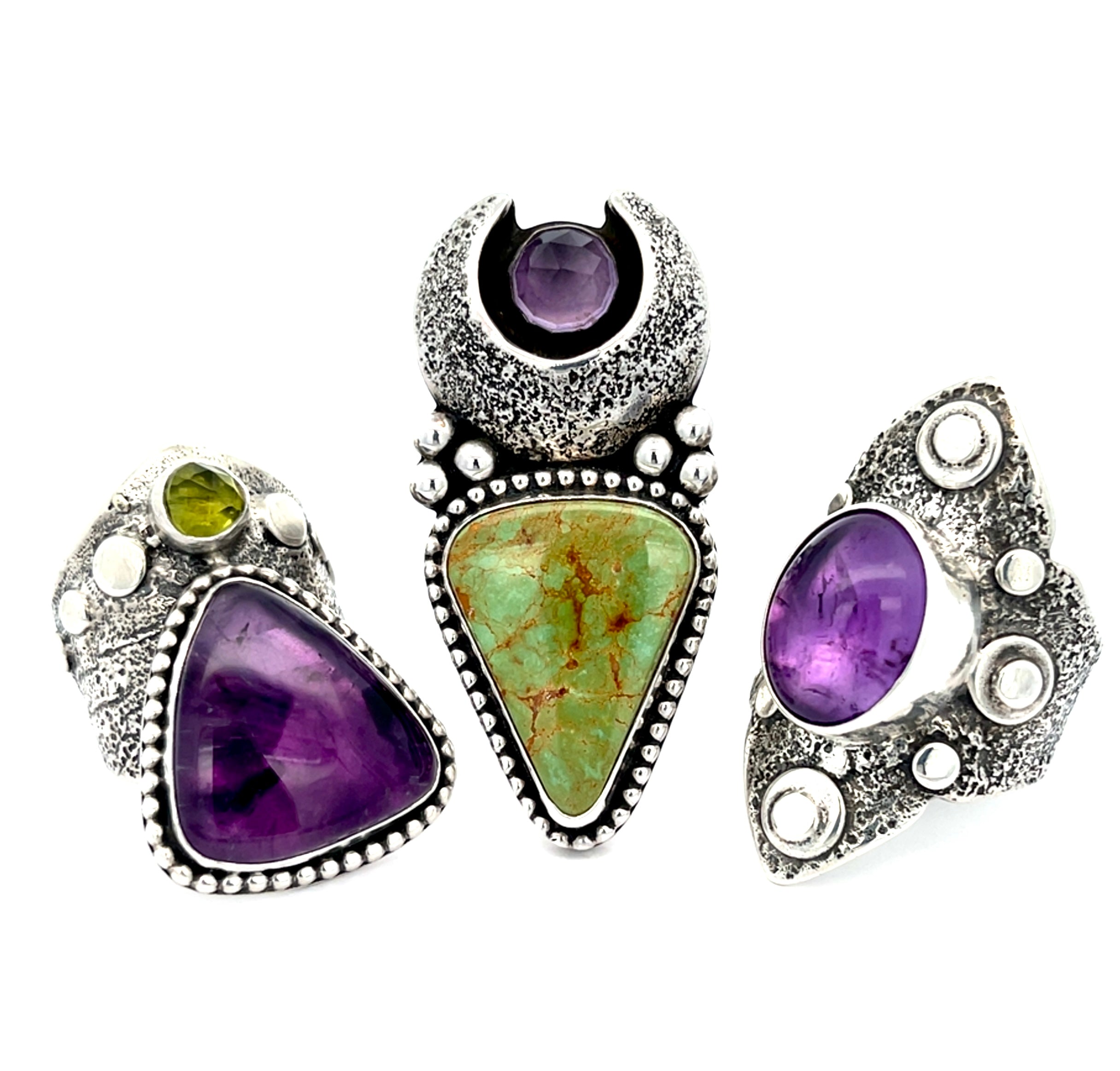 Turquoise Amethyst Ring Size 7.5