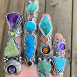 Turquoise Amethyst Ring Size 7.5