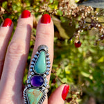 Turquoise Amethyst Statement Ring Size 9