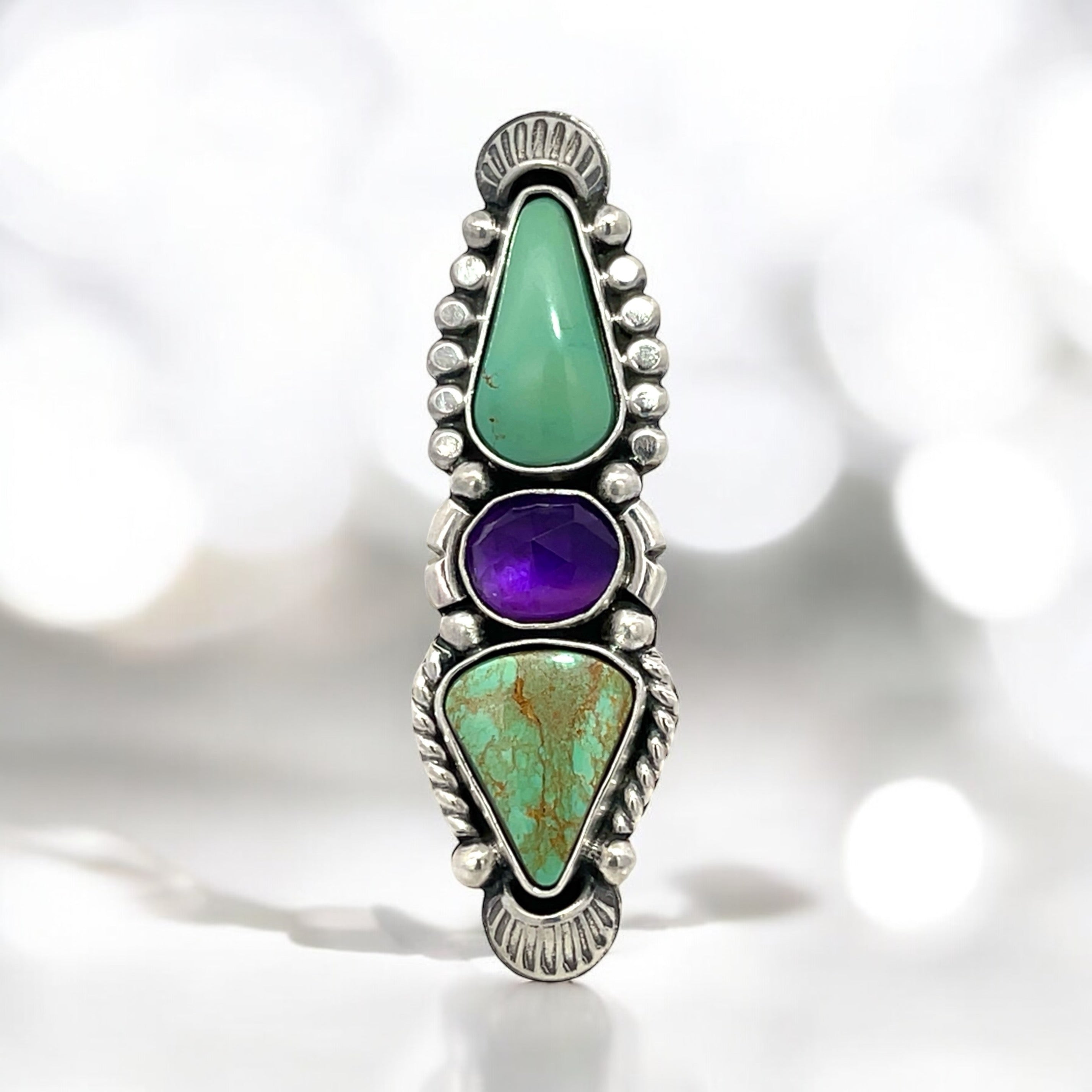 Turquoise Amethyst Statement Ring Size 9