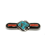 Turquoise Coral Brooch Pin