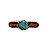 Turquoise Coral Brooch Pin