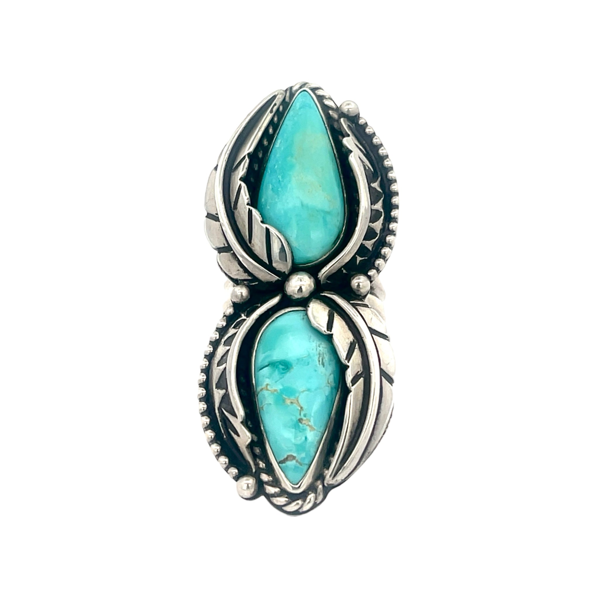 Turquoise Feather Ring Size 8.5