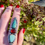 Turquoise Garnet Statement Ring - Finished to Size